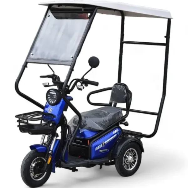 Двуместна електрическа триколка Volt-Electric Pudding, 1200W, Диференциал, За двама, С Покрив И Страници, Синя